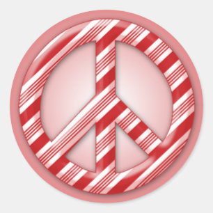 Weltfrieden Candy Cane Runder Aufkleber