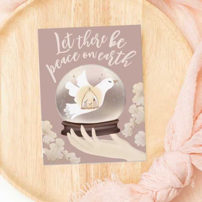 Weltfrieden Christliche Krippe Schneeglobe Postkarte (Von Creator hochgeladen)