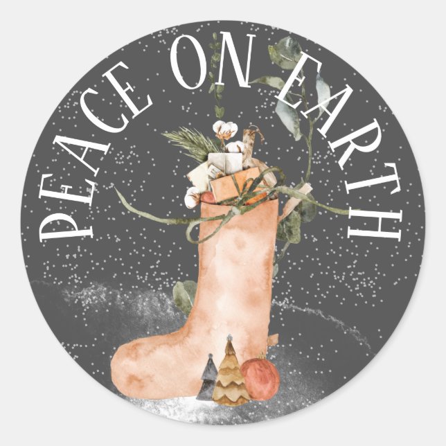 WELTFRIEDEN CHRISTMAS STRUMPF RUNDER AUFKLEBER (Vorderseite)