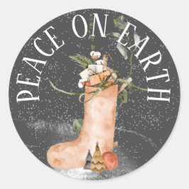 WELTFRIEDEN CHRISTMAS STRUMPF RUNDER AUFKLEBER