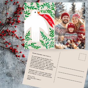 Weltfrieden Dove Christmas CUSTOM FOTO Feiertagspostkarte
