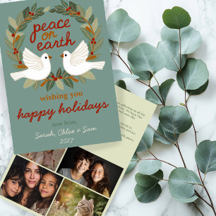 Weltfrieden Doves Christmas CUSTOM 4 FOTO Feiertagskarte