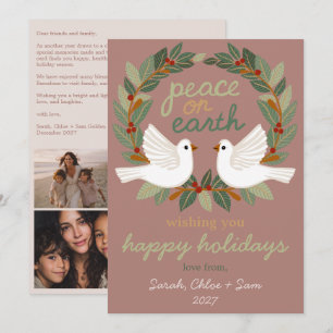 Weltfrieden Doves Christmas CUSTOM 4 FOTO Feiertagskarte