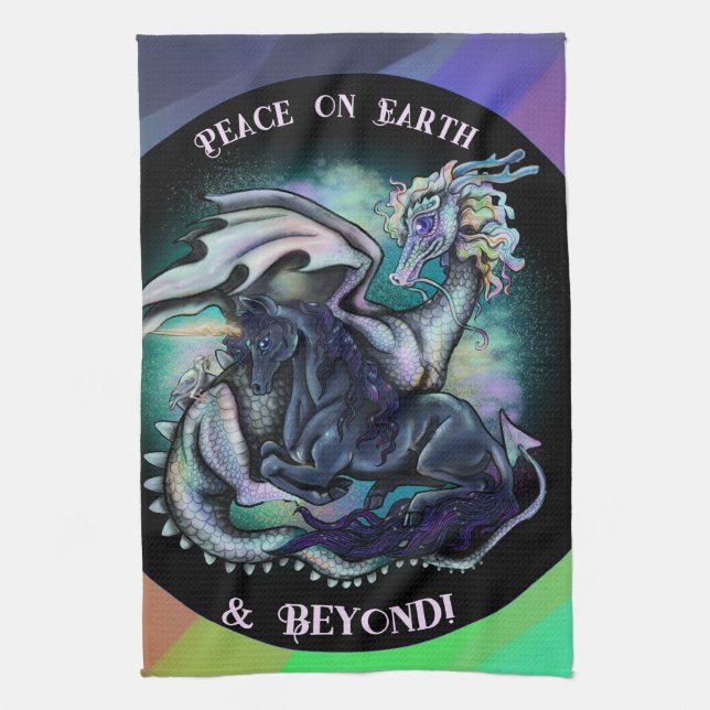 Weltfrieden Dragon and Unicorn Geschirrtuch (Vertikal)