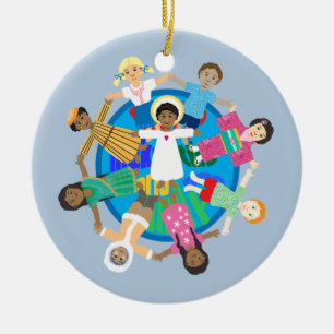 Weltfrieden-Einfamiliengebet Keramik Ornament