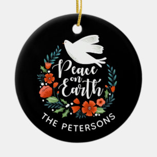 Weltfrieden Elegant White Dove Weihnachtsfest Foto Keramik Ornament