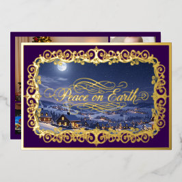 Weltfrieden, Familienportrait Filigre Lila Folien Feiertagskarte