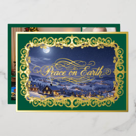 Weltfrieden, Familienportrait Filigree Green Folien Feiertagskarte