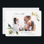 Weltfrieden florale botanische elegante zwei Foto  Feiertagskarte<br><div class="desc">Weltfrieden malt Blumenmuster Multi-Foto-Urlaubskarte. Handgemalte Blumenmuster mit sichtbarer Maltextur verleihen dieser Ferienkarte ein luxuriöses Ambiente. In klassischen Grüntönen,  braun und ockergelb.</div>