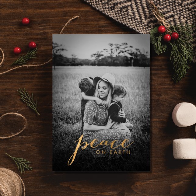 Weltfrieden Foto Weihnachten (Peace on Earth Family Photo Christmas Holiday Card)