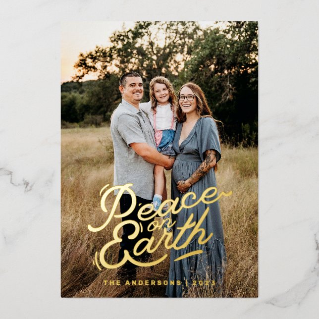 Weltfrieden Foto Weihnachtskarte Folien Feiertagskarte (Vorderseite)