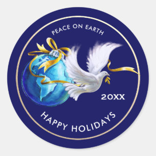 Weltfrieden. Friedenstaube   Weihnachtsjahr Runder Aufkleber