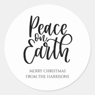 Weltfrieden Frohe Weihnachtstypografie Runder Aufkleber