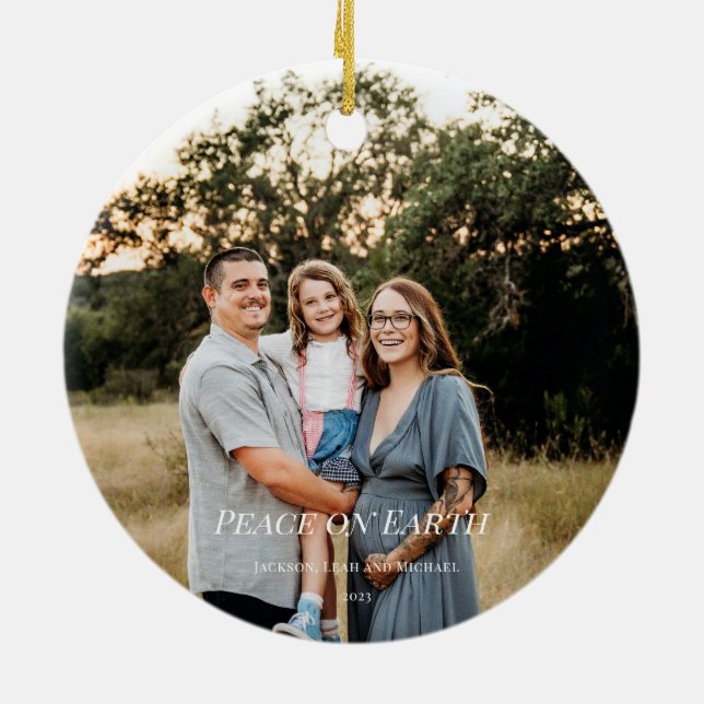 Weltfrieden gesteinigtes Glas Dose Weihnachtsdesig Keramik Ornament (Hinten)