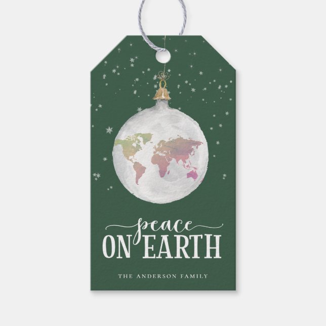 Weltfrieden Globe Ornament Grüner Urlaub Geschenkanhänger (Vorderseite)