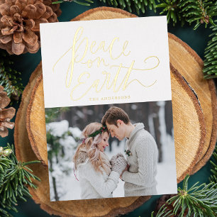 Weltfrieden Gold Script Foto Folien Feiertagskarte