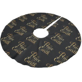 Weltfrieden Gold Typografy Black Chic Holiday Polyester Weihnachtsbaumdecke