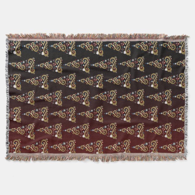 Weltfrieden goldenes Weihnachtsbaummuster Decke (Vorderseite)