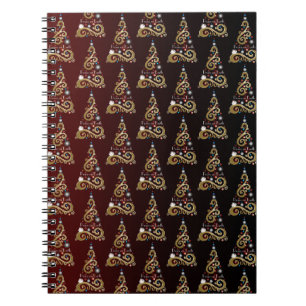 Weltfrieden goldenes Weihnachtsbaummuster Notizblock