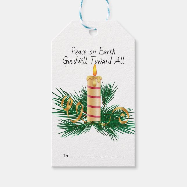 Weltfrieden Goodwill zu allen Weihnachtskerzen Geschenkanhänger (Vorderseite)