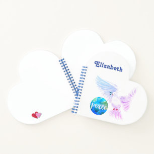 Weltfrieden Heart Shaped Notebook individuell anpa Notizbuch