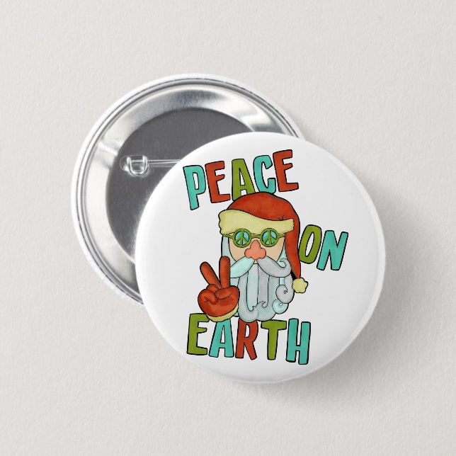 Weltfrieden Hippie Santa Button (Vorne & Hinten)