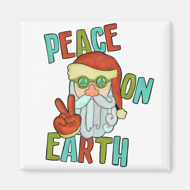 Weltfrieden Hippie Santa Magnet (Vorne)