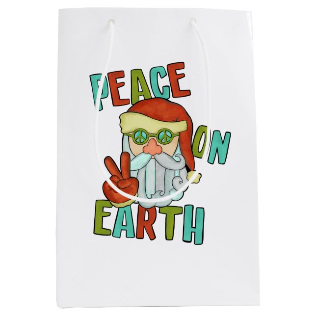 Weltfrieden Hippie Santa Mittlere Geschenktüte (Vorderseite)