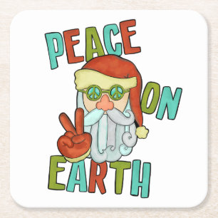 Weltfrieden Hippie Santa Rechteckiger Pappuntersetzer