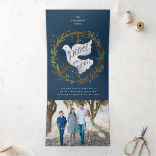 Weltfrieden Letter Dove on Peace Sign Wreath Dreifach Gefaltete Ankündigung