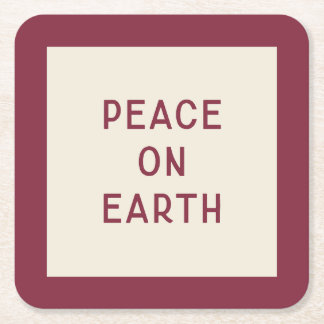 Weltfrieden | Minimaler Weihnachts-Carol-Untersetz Rechteckiger Pappuntersetzer