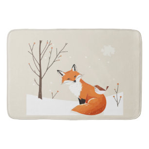 Weltfrieden Minimalistisch Fox Bird Niedlicher Tie Badematte