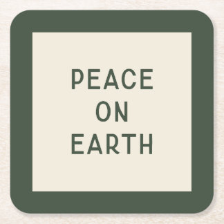 Weltfrieden | Minimalistische Weihnachtstypografie Rechteckiger Pappuntersetzer