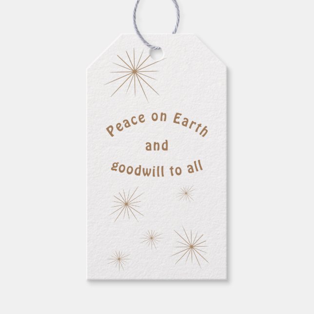 Weltfrieden Minimalistischer Goldtext Geschenkanhänger (Vorderseite)