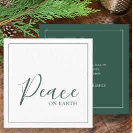 Weltfrieden | Modern Simple Green Personalisiert Feiertagskarte