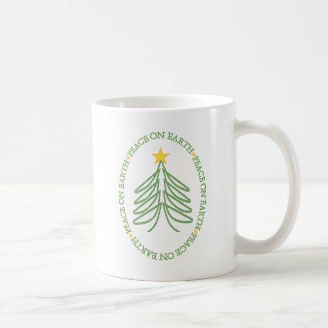 Weltfrieden Moderner Ferienbaum und Zitat Tasse (Rechts)