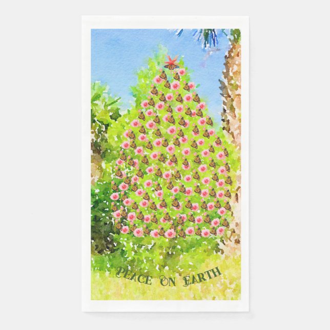 Weltfrieden Monarch Butterfly Weihnachtsbaum Serviette (Vorderseite)