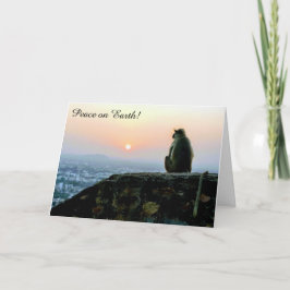 Weltfrieden Monkey bei Sonnenuntergang Feiertagskarte