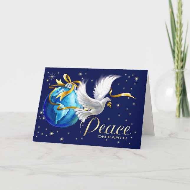Weltfrieden. Peace Dove Christmas Feiertagskarte (Vorderseite)