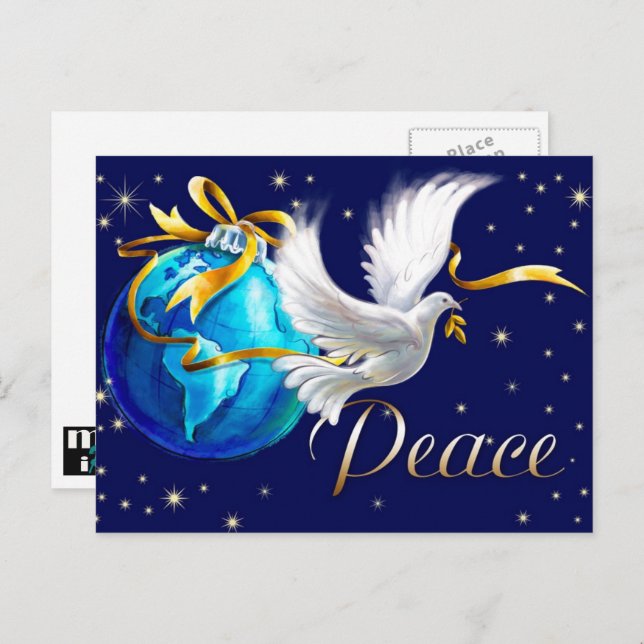 Weltfrieden. Peace Dove Christmas Feiertagspostkarte (Vorne/Hinten)