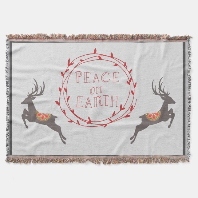 Weltfrieden Reindeer Holiday Decke (Vorderseite)
