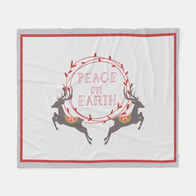 Weltfrieden Reindeer Holiday Fleecedecke (Vorderseite (Horizontal))
