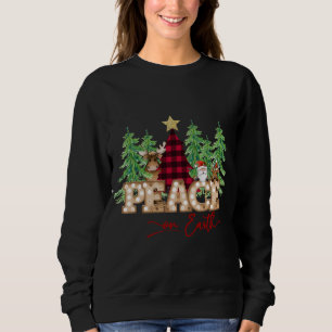 Weltfrieden Santa Reindeer Buffalo Karierter Baum  Sweatshirt