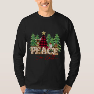 Weltfrieden Santa Reindeer Buffalo Karierter Baum T-Shirt