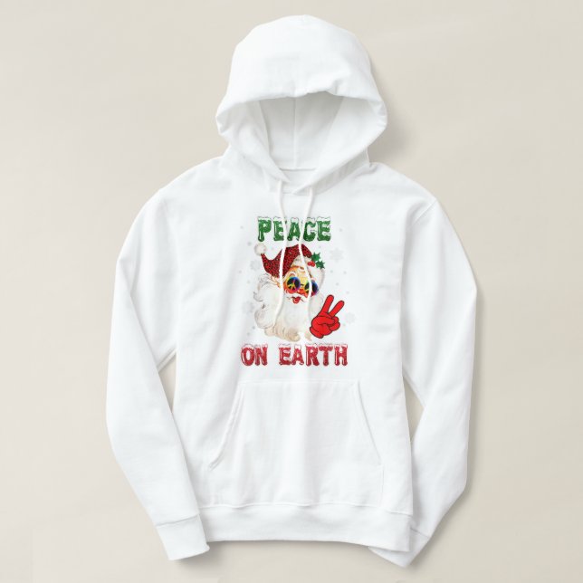 Weltfrieden Sign Frohe Weihnachts-Weihnachtsmannmü Hoodie (Design vorne)