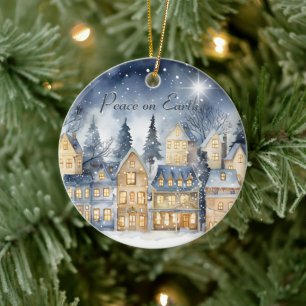 Weltfrieden Village Sky Star Familienname Keramik Ornament