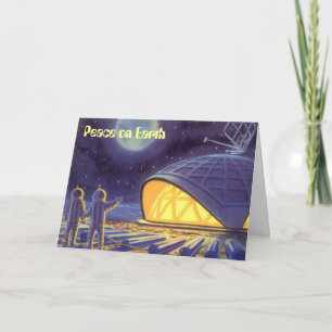 Weltfrieden Vintage Weihnachts-Science Fiction Feiertagskarte