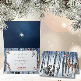 Weltfrieden-Waldtiere in Holz-Faltkarte Karte