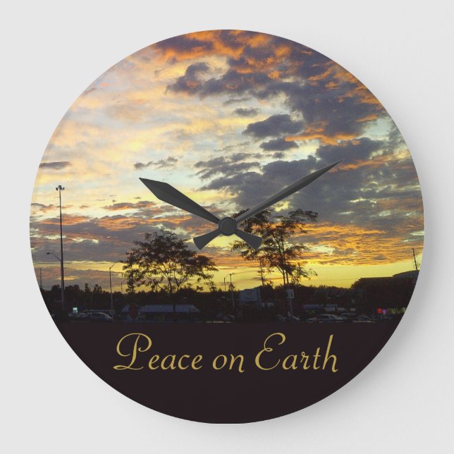 Weltfrieden Wall Clock von RoseWrites Große Wanduhr (Vorderseite)