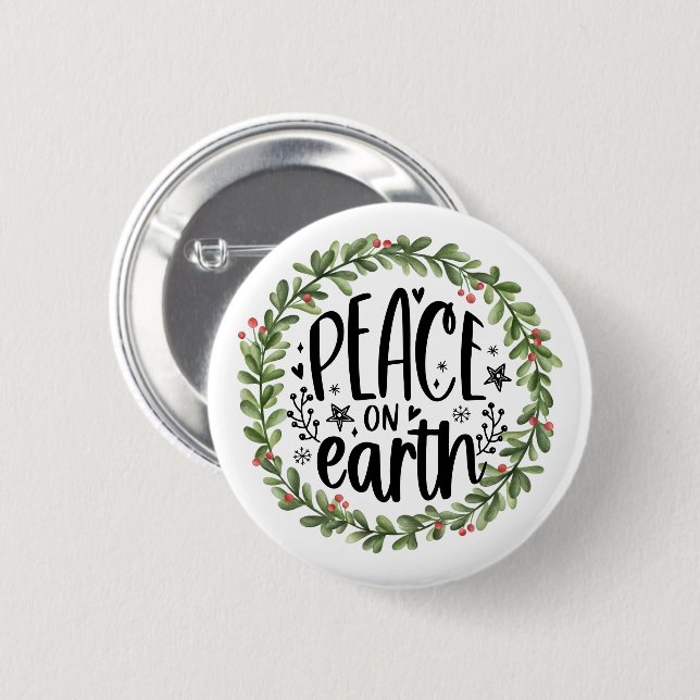 Weltfrieden Watercolor Wreath Button (Vorne & Hinten)